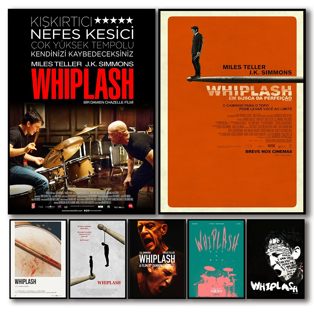 

Плакат Whiplash в эстетике скандинавских фильмов, барабан, ударные картины на холсте, декоративная пленка, украшение на стену, милое украшение для комнаты