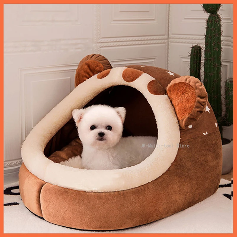 

Dog Bed Winter Self-Warming Puppy House Cozy Cat Sleeping Tent Cave Beds Indoor Kitten Nest Kennel Hut for Small Medium Dog Cats