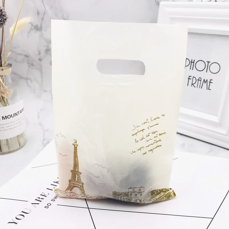 

50p более дешевый узор, пластиковый пакет для ювелирных изделий с ручкой, 15x20 см, рождественский свадебный подарок, толстый магазин, подарочная упаковка для покупок