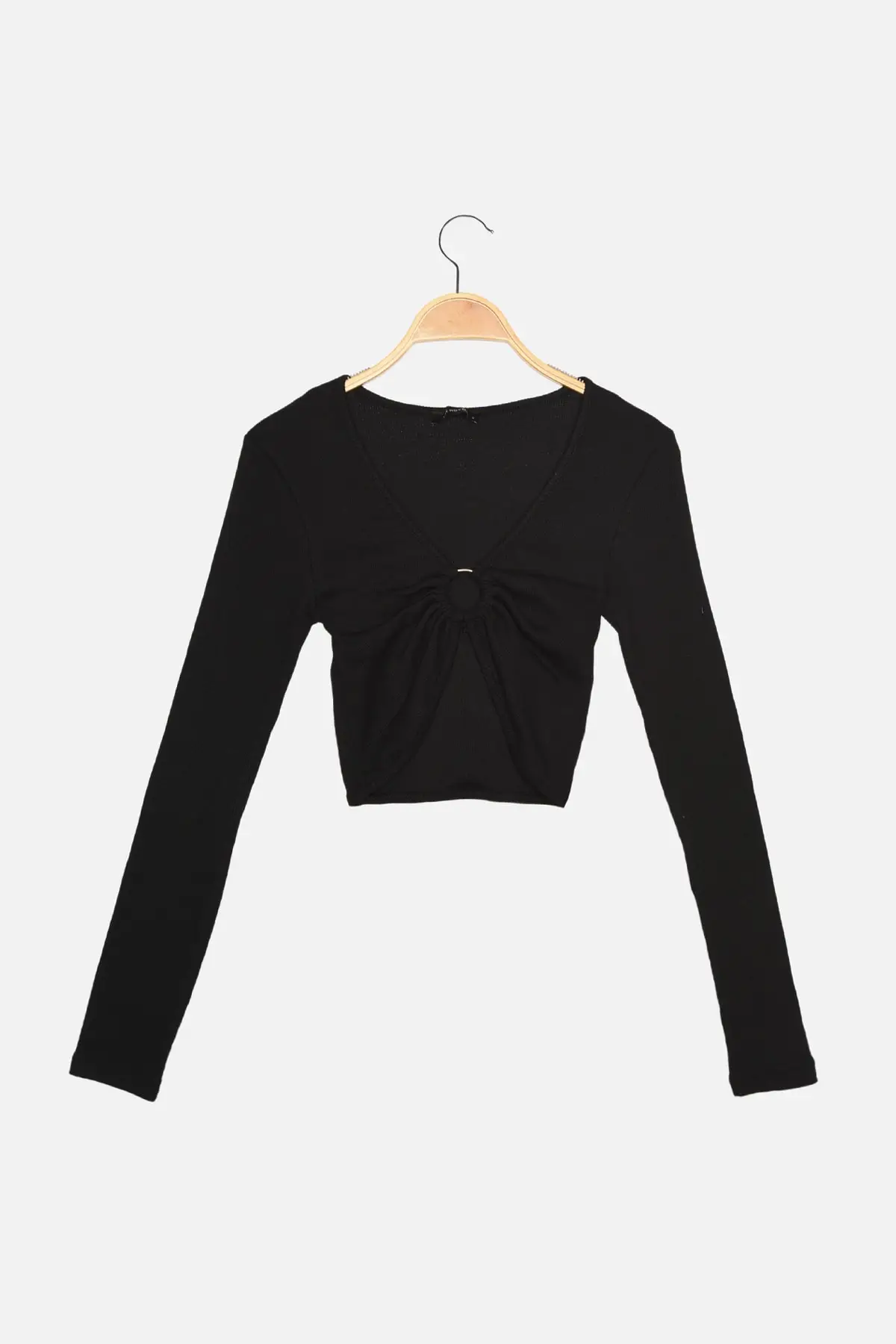 

Trendyol Chest Detailed Crop Ribbed Knitted Blouse TWOAW22BZ0390