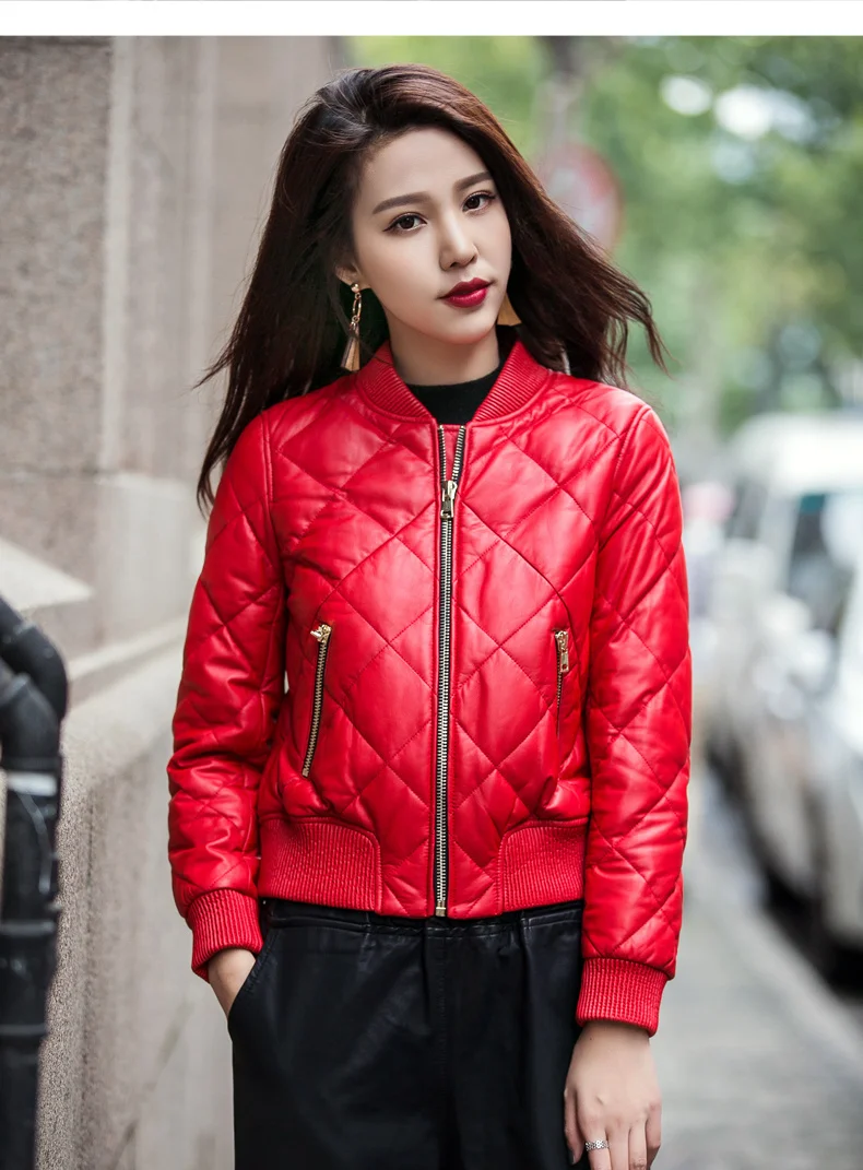 

2023Leather jacket,Genuine Leather Jacket Real Sheepskin Coat Female Down Jacket Winter Jacket Women Streetwear Baseball Jackets