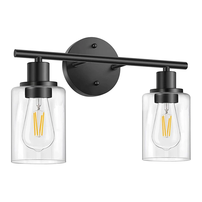 

HOT SALE Bathroom Light Fixtures,2 Light Matte Black Vanity Light, Vintage Wall Sconces Lighting, Modern Bath Wall Mounted Light