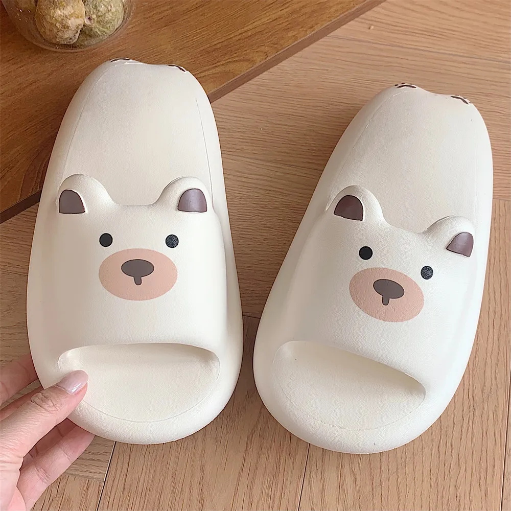 Summer Slipper for Female 2023 New Cute Bear Breathable Outdoor Ladies Home Slipper Womens Kawaii Cartoon Flip Flops Slippers