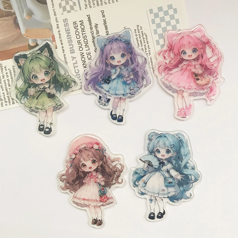 20 шт. микс 56 мм мультяшная принцесса Kawaii Маленькая девочка плоская полимерная