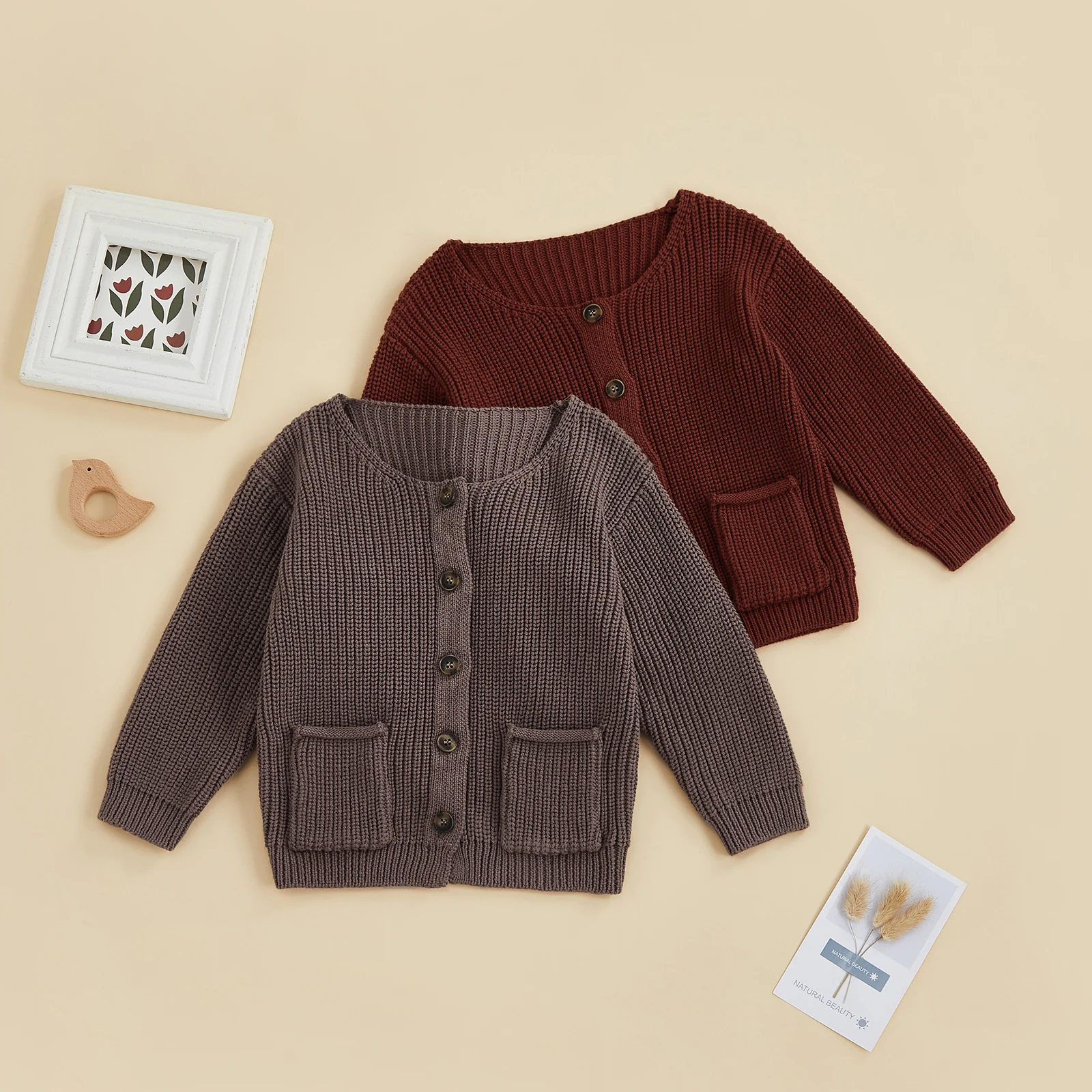 

Infant Baby Girl Boys Cardigan Fashion Long Sleeve Solid Color Knitting Sweater Coat Korean Style Autumn Spring Clothing