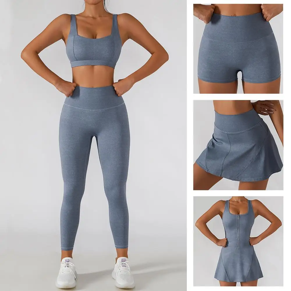 Seamless Yoga Set Women Sportswear Gym Sets Fitness Clothing Women Running Sports Skirts Workout Clothes High Waist Leggings
