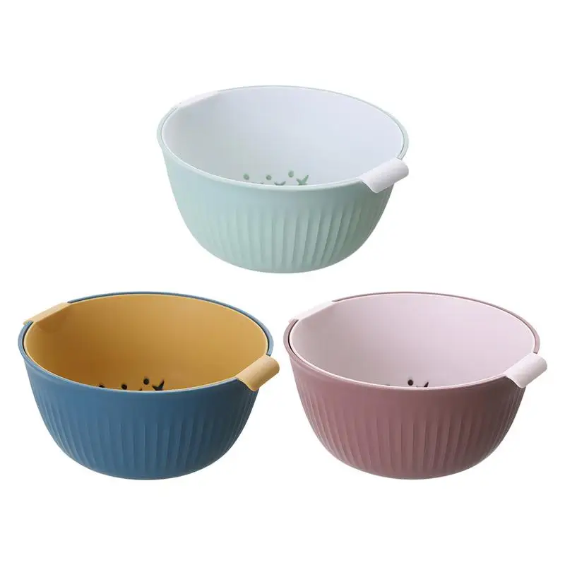 

Strainer Bowl Colander Set Fruit And Vegetable Washing Plastic Colander Double Layered Washing Filter Strainer Bowl Kitchen Tool