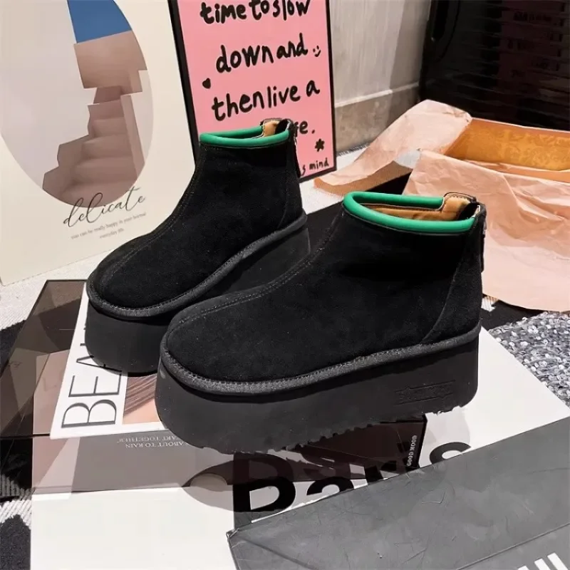 Ботильоны женские дизайнерские на молнии с леопардовой платформой