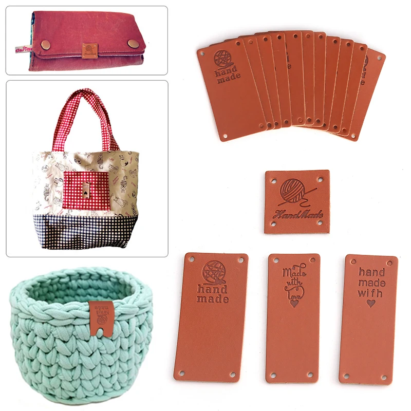 

10 шт. бирки с именами для одежды «ручная работа», прямоугольные тисненые этикетки для одежды «сделай сам», украшения для шарфов и шляп из иск...