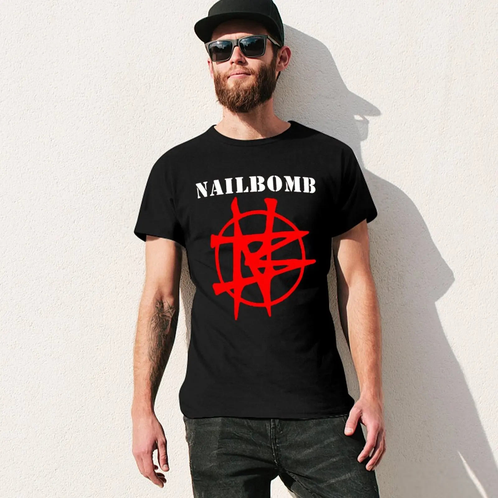 Фото Логотип группы Nailbomb, футболка с названием группы Nailbomb, рождественская повседневная футболка №3