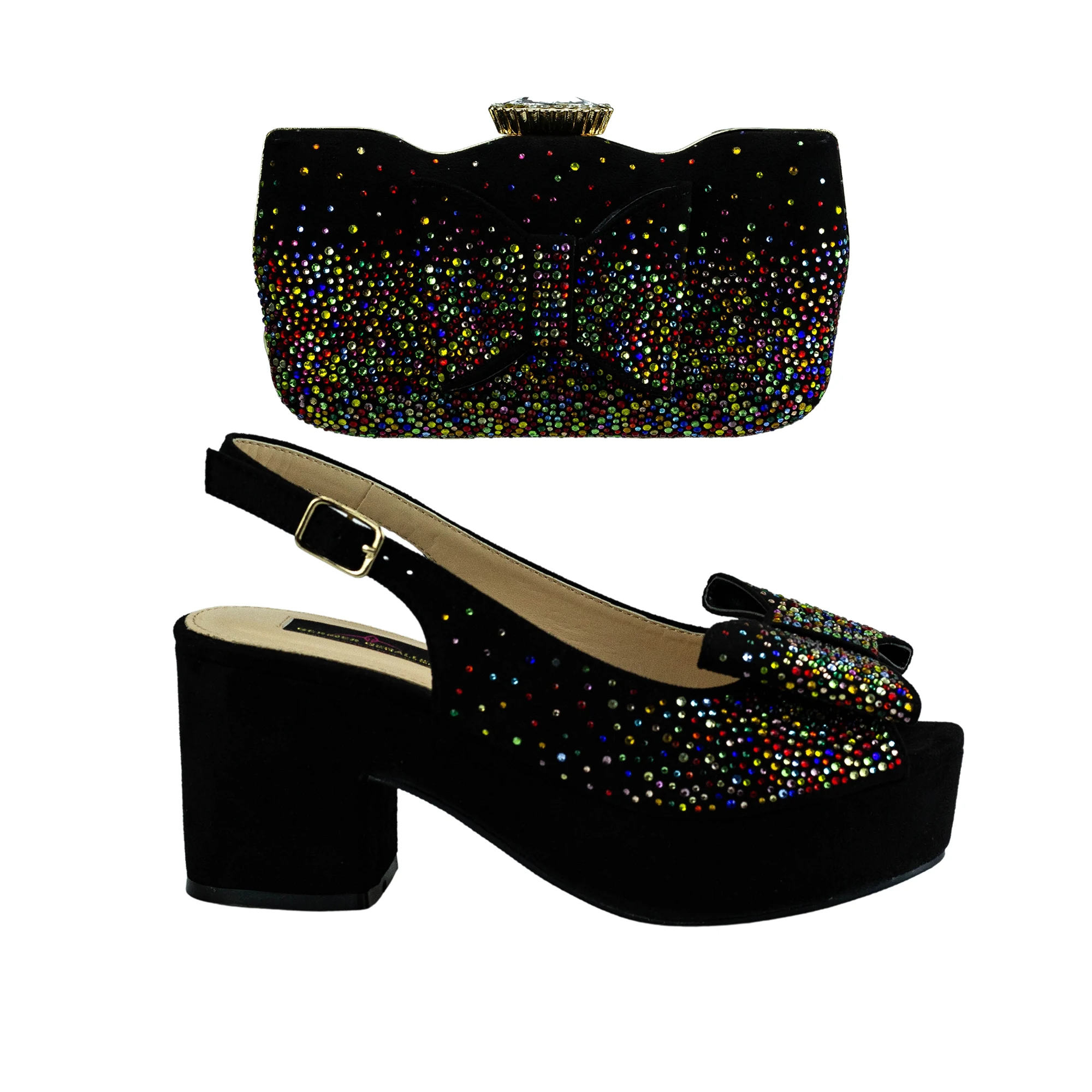 Green Nigerian Party Shoe and Bag Set Wedding Pumps Heels Chunky Shoes and Clutch Purse Floral  Pumps Heels Shoe Clutch Set