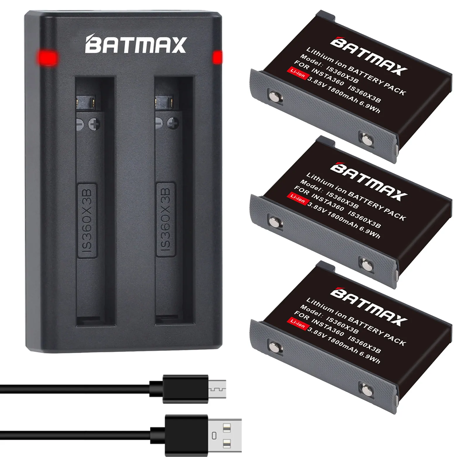 Аккумулятор Batmax 1800 мАч + двойное зарядное устройство USB с портом Type-C для