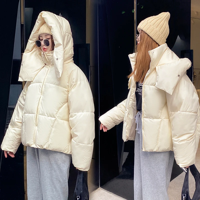 Winter Jacket Women's Jacket Women's Warm Fashion Candy Color Jacket Long Thick Parka Coat Korean Loose Hooded Jacket 2022 New