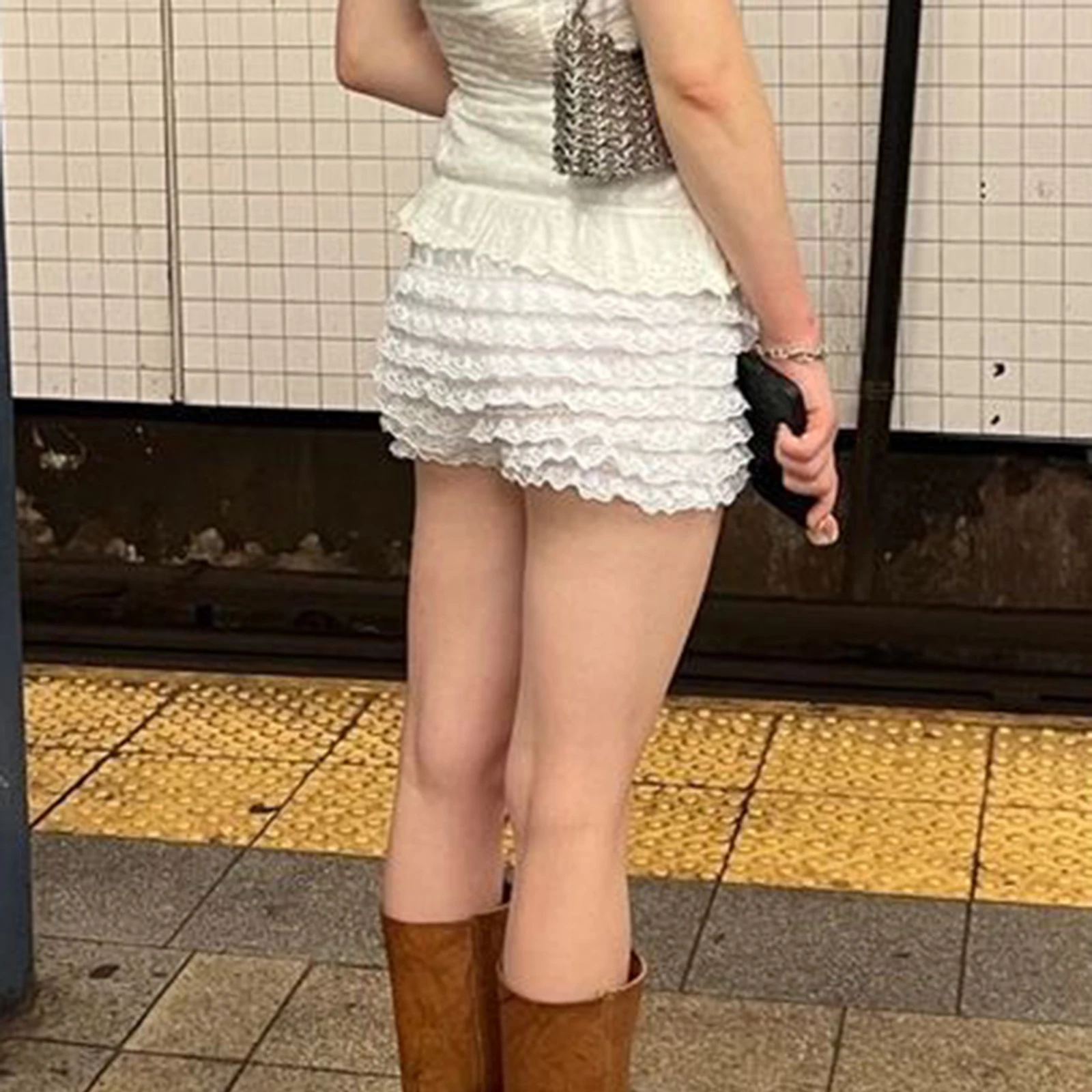 Женские летние кружевные шорты с цветочным рисунком