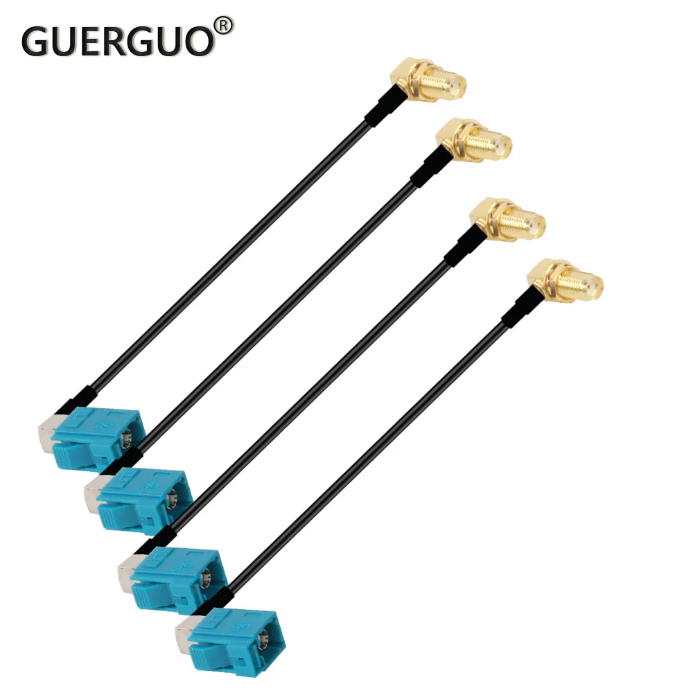 

1 шт., коаксиальный кабель RG174 Pigtail RF, SMA Female90 ° в синий Fakra Z Female90 °, адаптер для автомобиля, Удлинительный кабель