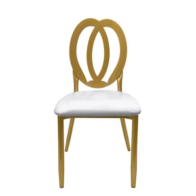 

Factory custom European style PU leather metal dining chair with backrest leisure elegant furniture for indoor home use