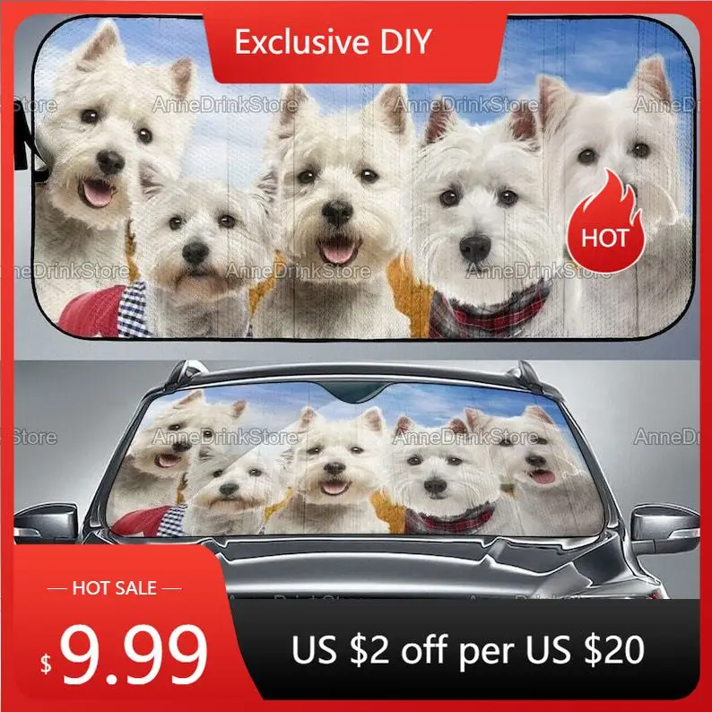 

Westie Car Sunshade - Dog Car Accessories - Dog Car Sun Shade, Gift For Her, Gift For Her, Westie Lover LNG312105A155