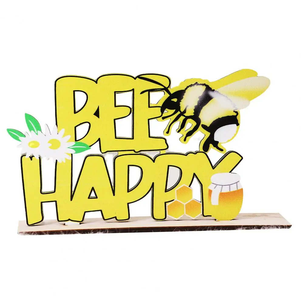 

Bee Ornament Flower Design Fine Workmanship Table Art Craft Bee Letters Ornament Wear-resistant Bee Day Ornament Home Decor