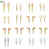 925 sterling silver needle vintage premium gold earrings for women fashion geometric spiked hoop earrings party trend jewelry