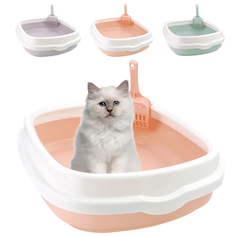 

Cat Litter Box Design Semi-Enclosed Sandbox Big Space Toilet Prevent Splash Tray Goods for Kittens Big Sand Litter Cat Bedpans