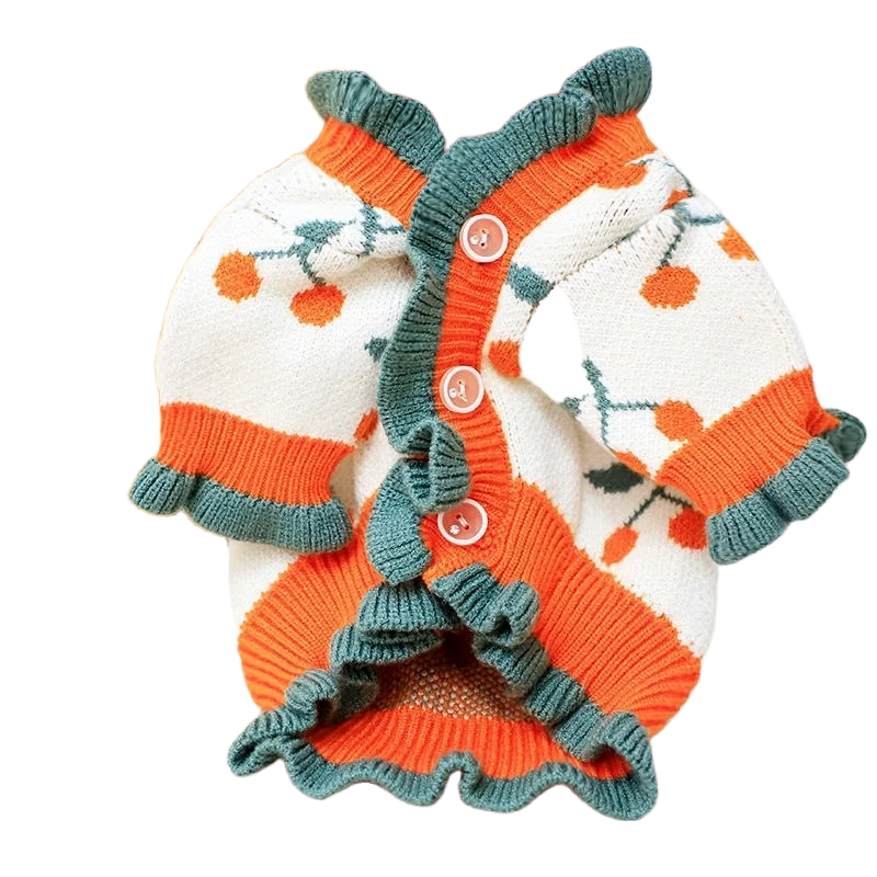 

Весенний свитер с принтом вишни для собак, модный костюм и пальто для домашних животных для чихуахуа, йоркширских и кошек, вязаный кардиган