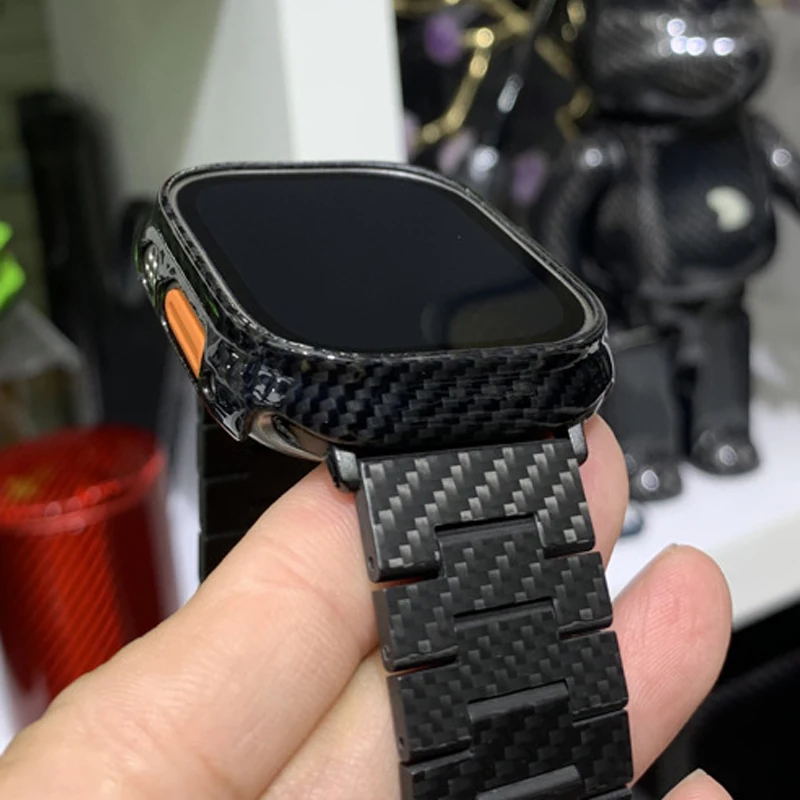 Genuine Carbon Fiber ShockProof Slim Case Bumper For Apple Watch Ultra 49mm 45MM 41mm 40mm Cover iwatch series 8 7 6 SE 5
