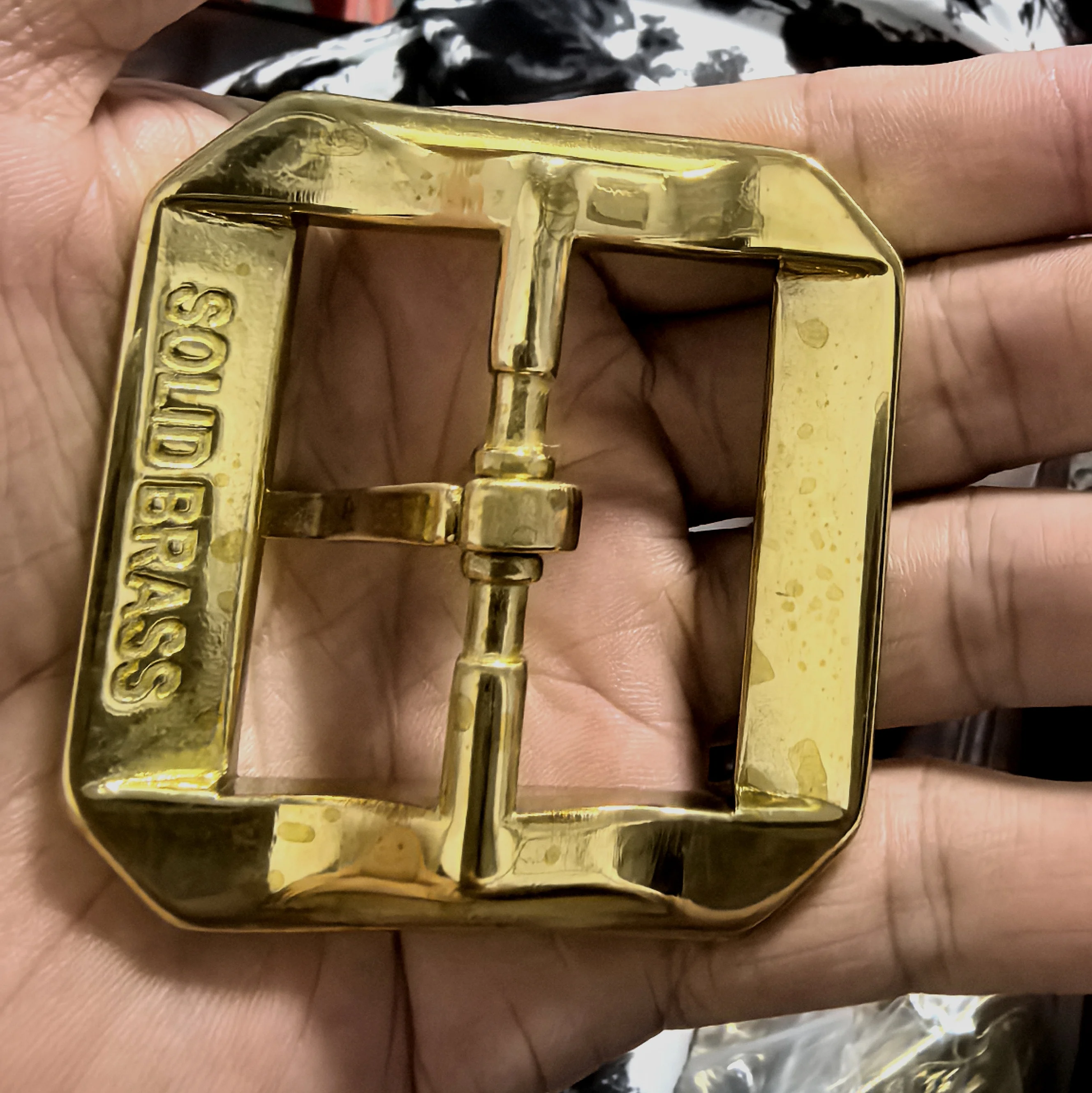 Dongguan Broken Copper Solid Brass Hand-Carved Octagonal Buckle Meika Japanese Sle Retro Thick Belt 38mm Applicable |