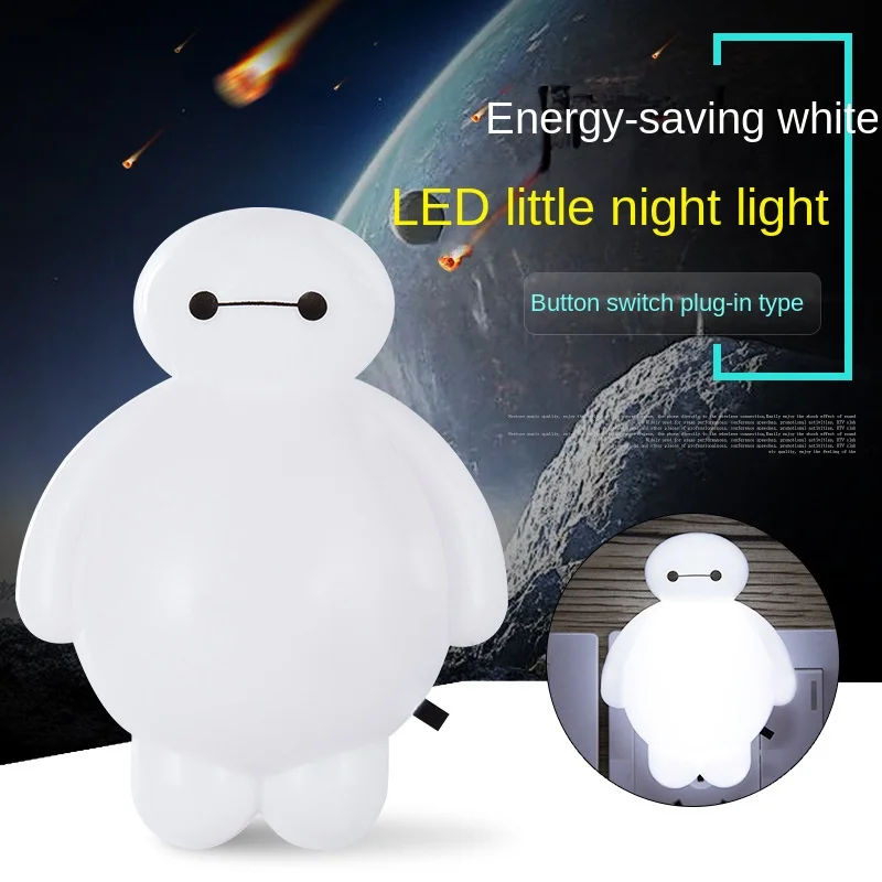 Cute Big Led White Night Light Plug In Wall Rechargeable for Kids Bedside Wall Decoration Bedroom Christmas Gift Bighero Room