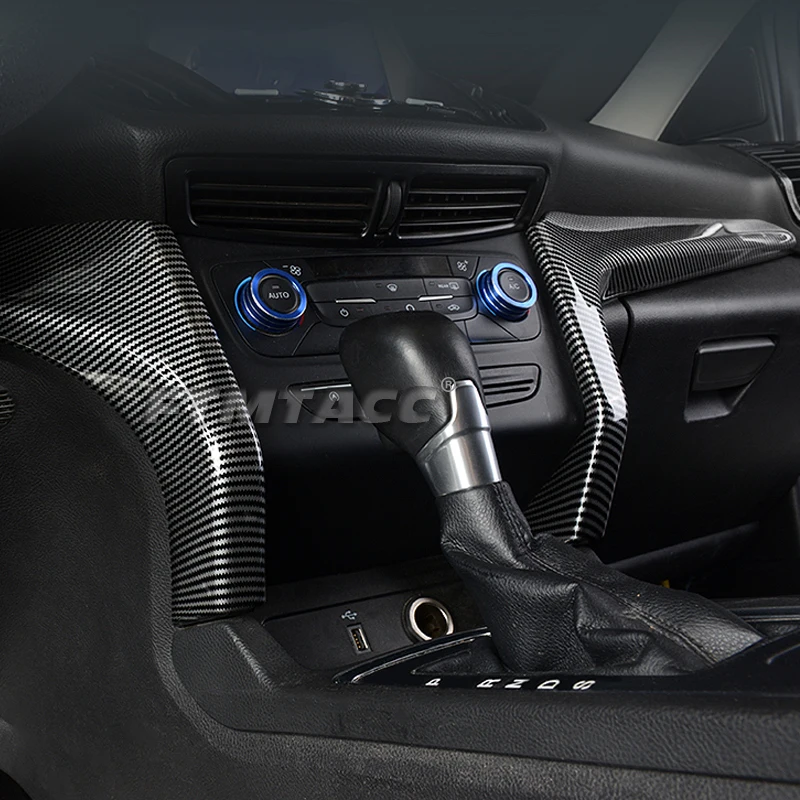 For Ford Kuga Escape 2017 2018 2019 LHD Interior Accessories ABS Carbon Fiber Car Center Control Trim Strip