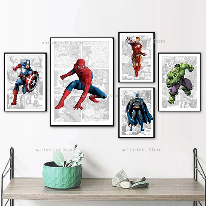 

Disney Marvel Spiderman Posters The Avengers Superhero Canvas Painting Comic Wall Art Living Room Decor Home Decor Mural