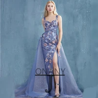 blue fantasty geogeous evening dresses formal prom gowns engagement personalised abendkleider fiesta de noche robe ball stretch