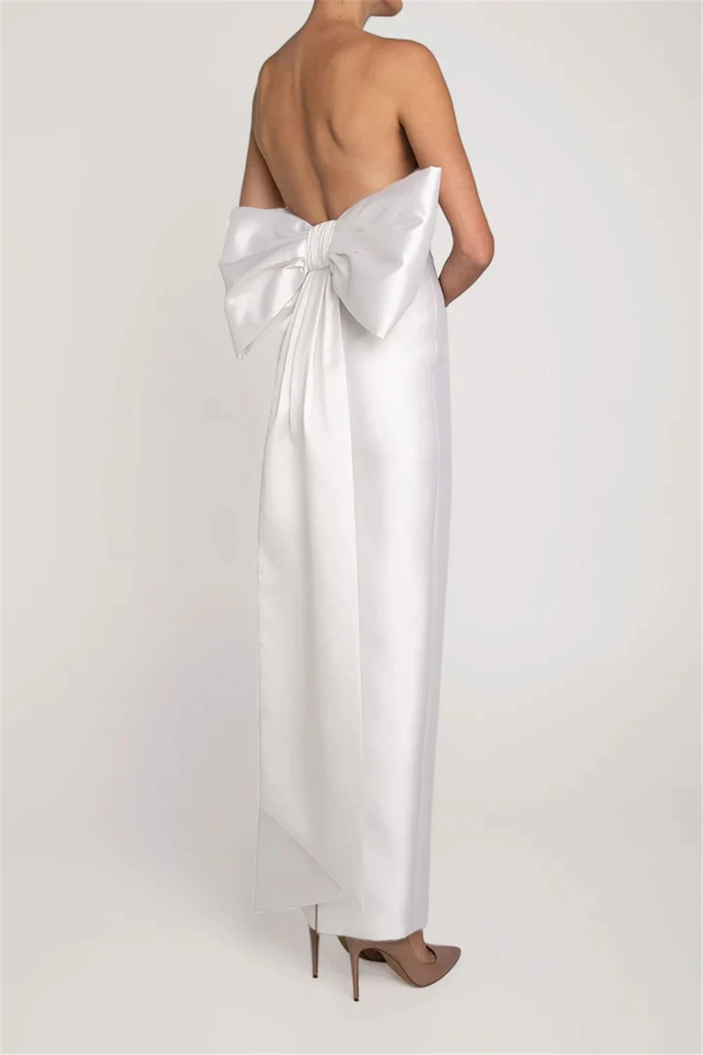 

Strapless Bows Ankle Length Fashion Classic Party Dresses Women Evening