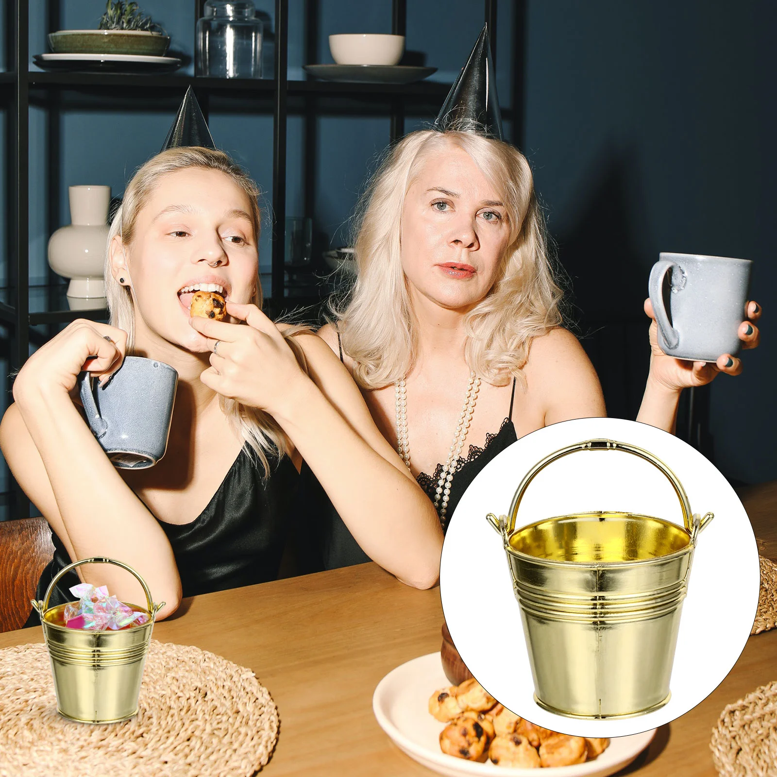 

10 Pcs Metal Planters Gold Fruit Plastic Pots Brush Mini Iron Baskets Kids Wedding Favor Pail Makeup