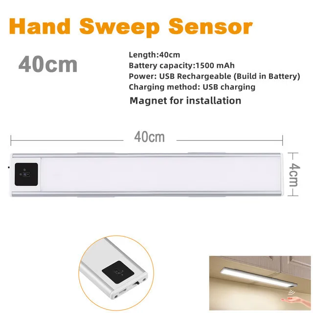 

Mannanov USB перезаряжаемый светодиодный ночник с датчиком движения 20/40 см