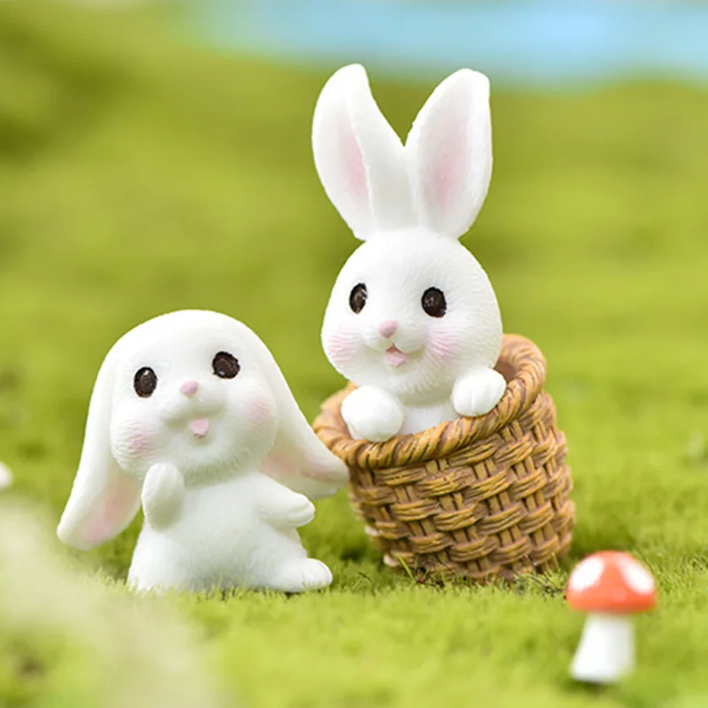 

Мини фигурка животного, модель кролика из смолы, украшение, микро-ландшафт, сказочное садовое украшение для аквариума, бонсай, NSV