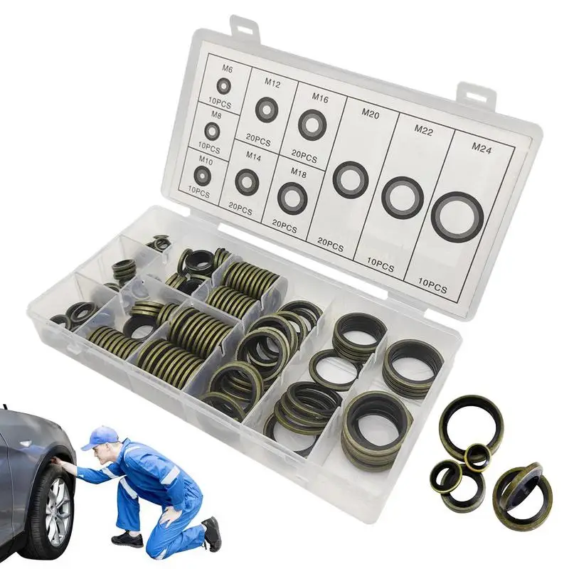 

Уплотнительные Шайбы, многофункциональный набор для шайбы 150 шт., метрическое скрепленное масло, фотомасло для автомобильного оборудования