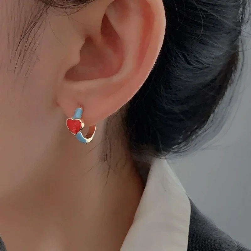 Серьги в форме сердца с цветными блоками женские модные уникальные чувственные