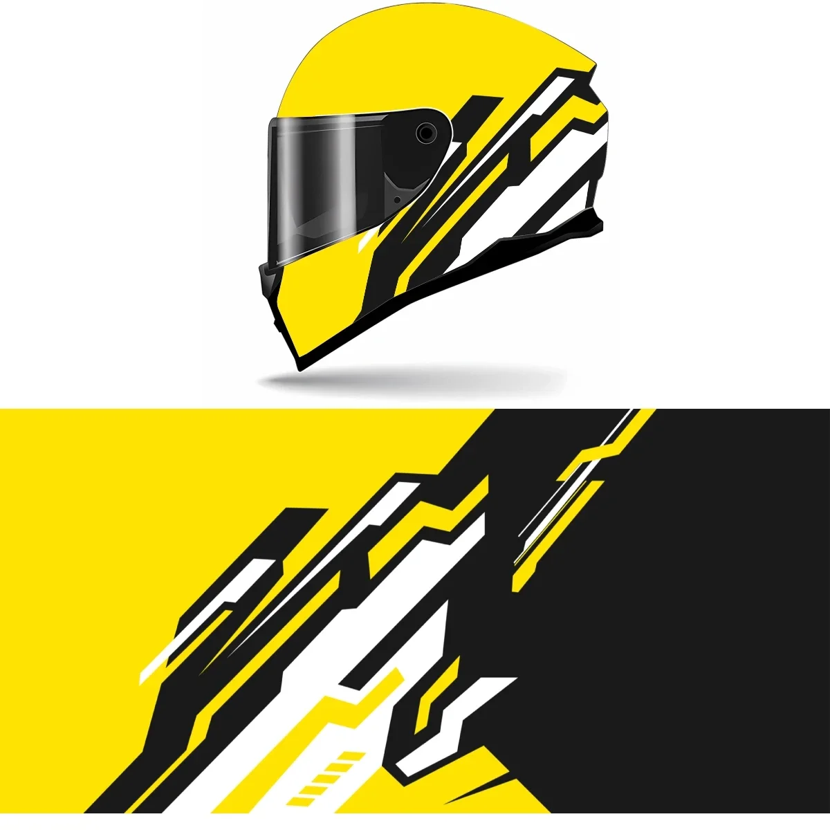 Abstract Black and Yellow Full Helmet Wrap Sticker Motorcycle Racing Graphic Decal Vinyl Decor