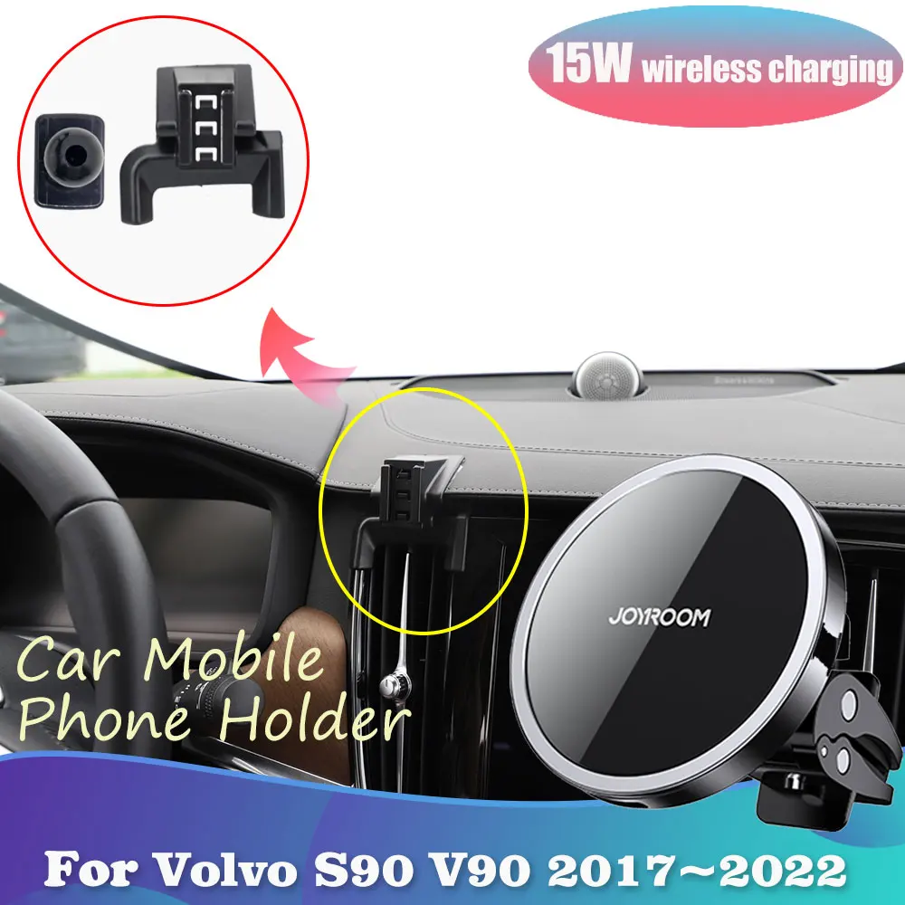 

15W Phone Holder for Volvo S90 V90 2017~2022 GPS Magnetic Air Vent Clip Stand Support Wireless Fast Charging Accessories iPhone