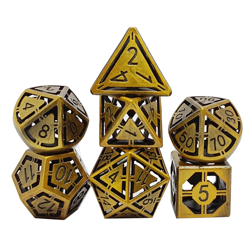 

New-For Ancient Gold Hollow Dice COC Running Group Dice Polyhedron DND Cthulhu Board Game Digital Dungeon and Dragon