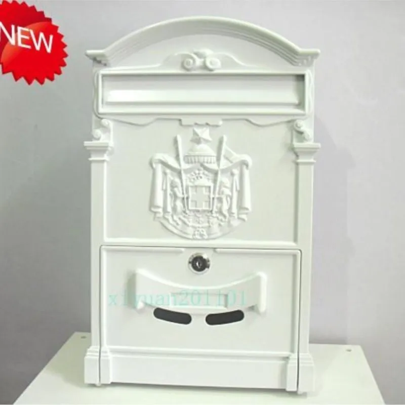 Matte White European Mailbox Mail Box Rustic Mail Box Fashion Vintage Bucket Tin Newspaper Box Post Letter Box Aluminium