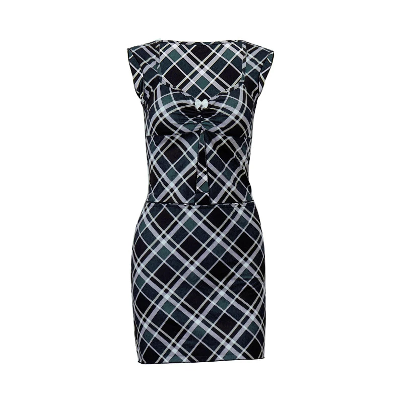 Женская винтажная клетчатая футболка и мини-юбка в стиле ретро