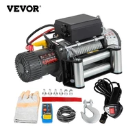 vevor 13500lbs 12v electric winch for 4x4 92ft steel cable car trailer ropes towing strap w wireless control atv truck off road