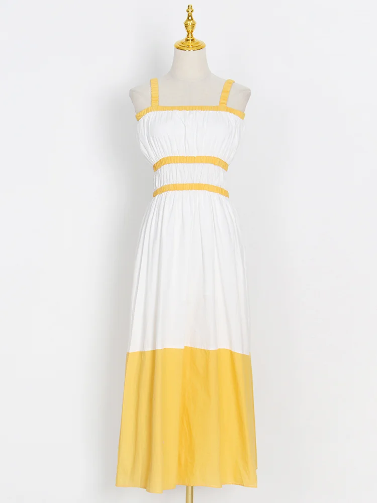 VGH хит цвета Temeprament платья для женщин квадратный воротник без рукавов с высокой