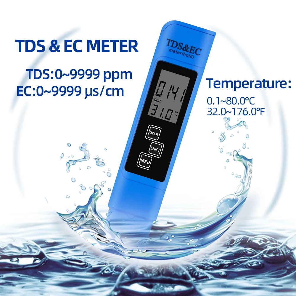 Цифровой тестер качества воды измеритель PH 0 0-14 температуры 0-9990ppm TDS и EC с