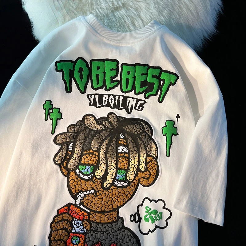 

Мужская и женская футболка с коротким рукавом и принтом