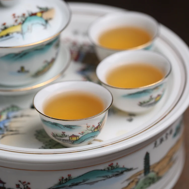 Чайный сервиз Chaocai Chaozhou Bajing Qiushan Подарочный чайный набор из мангров и Кунг-фу