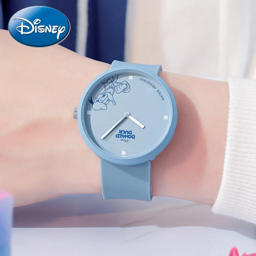 Disney Gift With Box Donald Duck Cartoon Fashion Simple Women Men Quartz Clock Minnie Resin Band Student Zegarek Relojes enlarge