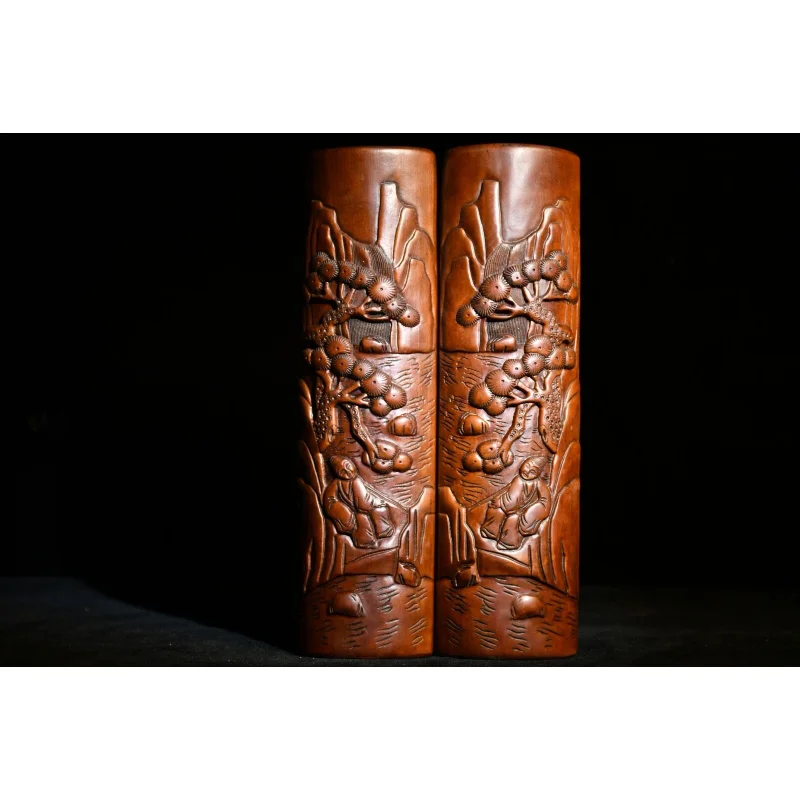 

9,4 "коллекция, китайская коробка, резьба по дереву, сосна, старая бумага, вес, пара, ремесло, подарок, украшение для дома