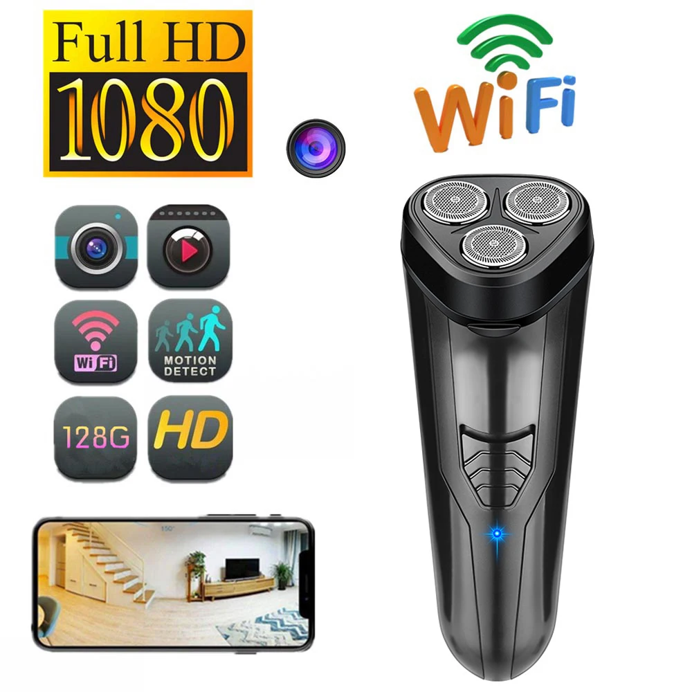 Enlarge New K8 Electric Shaver Wifi Mini Camera HD 1080p Invisible Lens Micro Camcorder Travel Cam Home Security Razor Wireless camera